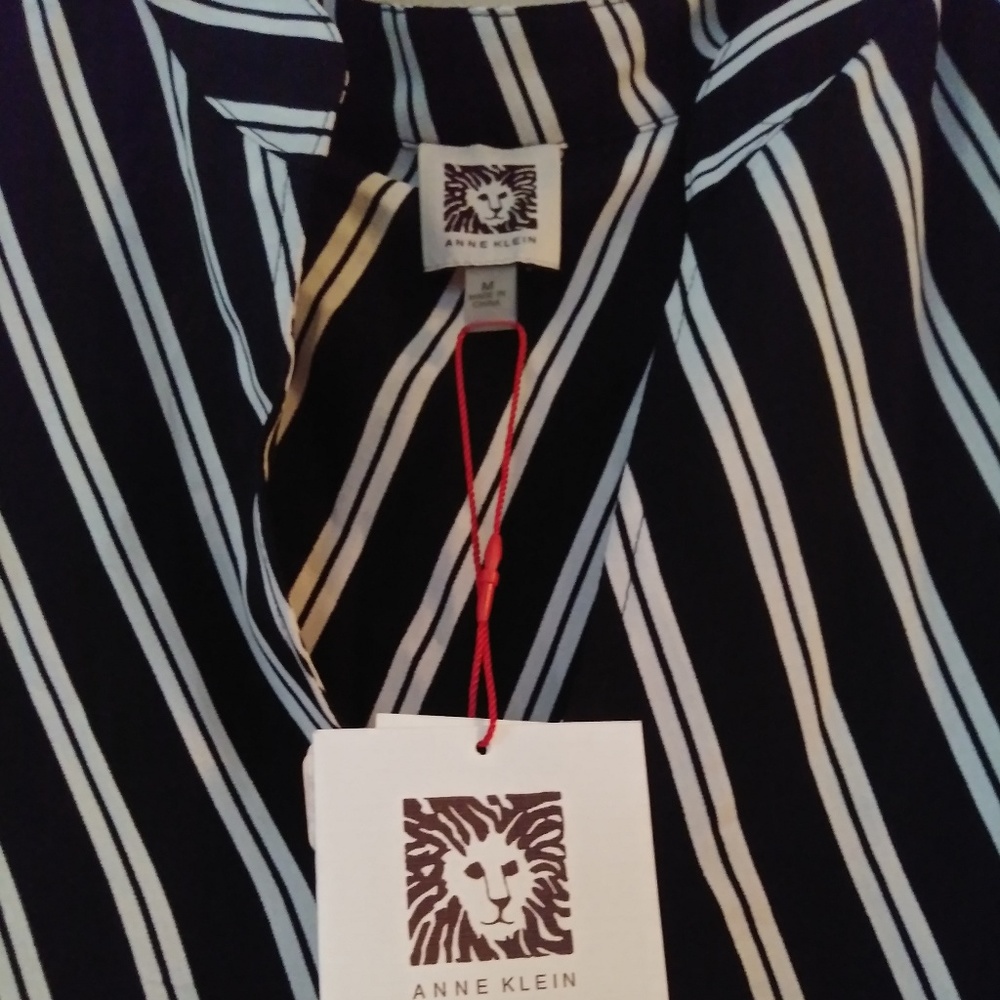 NWT Anne Klein Bias Stripe Drawstring Midi Dress!!